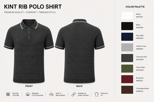 Polo de punto acanalado de manga corta para hombre, transpirable, ligero, de poliéster/algodón, con cuello en bloques de color, estilo casual. - Product Image 5