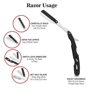 Meilleur choix : Rasoir de coiffure à bord tranchant, design pliable pour les professionnels de salon, pour le nettoyage de la barbe et le rasage - Product Image 4