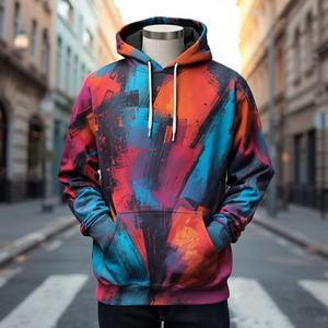 Sweat-shirt à capuche décontracté en polyester et coton, coupe classique, impression numérique, avec personnalisation OEM ODM - Product Image 3