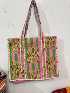 Leopard Print Zipper Closure Cotton Tote <b>Bag</b> with Bohemian Style <b>for</b> <b>Beach</b> & Travel - Product Image 2