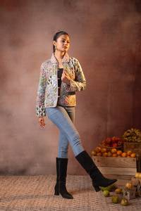 Chaleco Acolchado de Algodón con Estampado Tradicional Indio para Mujer, Moda Boutique, Chaqueta Corta Ligera de Algodón Acolchado para Mujer - Product Image 2