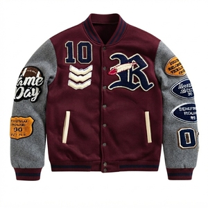 Veste de baseball unisexe en laine personnalisée pour l'hiver, style universitaire, streetwear, broderie personnalisée, patchs en chenille, vente en gros - Product Image 2