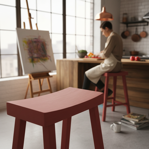 เก้าอี้บาร์ทรงสูง ไม้ยางพาราแท้ ทรงกลม ทันสมัย เรียบง่าย เฟอร์นิเจอร์บ้าน ทนทาน น้ำหนักเบา - Product Image 4