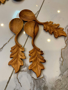 Vietnam Carved Scoop Leaf Wooden <b>Spoon</b> Solid Wood Material for Salt Spice Tea <b>Coffee</b> Serving Kitchen Cooking Tool - Product Image 2
