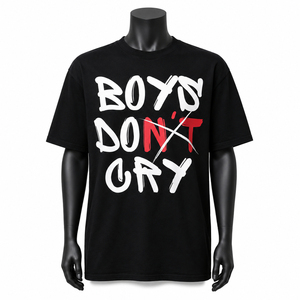 Men's Black Short Sleeve T-Shirt With <b>White</b> And Red Letter Print O-Neck Regular Fit Cotton Jersey Casual Graphic <b>Tee</b> - Product Image 1