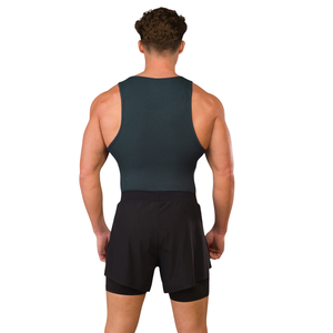Camiseta sin mangas acanalada para hombre, color verde azulado oscuro, ajuste atlético, chaleco de gimnasio, ligera, para entrenamiento físico, informal, esencial para el verano - Product Image 2