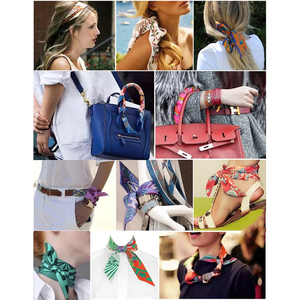 Pañuelo pequeño con estampado floral de 16 colores para mujer, cinta estrecha para la cabeza, pañuelo para el cuello, banda para asa de bolso, accesorios para el cabello - Product Image 6