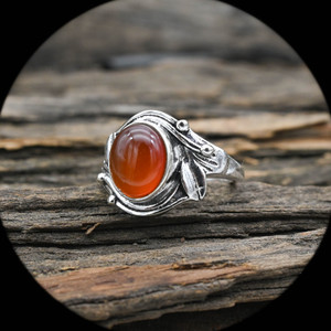 Bague de mariage unisexe classique en argent sterling 925, faite à la main, avec pierre précieuse en cornaline taille ovale et sertissage clos, pour Noël et la Saint-Valentin - Product Image 3