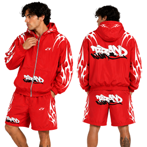 Vêtements de sport pour hommes, sweats à capuche et coupe-vent personnalisés avec logo gothique, ensemble veste et short, streetwear, fabrication OEM - Product Image 1