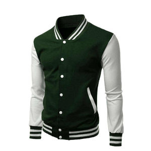 Best Quality Custom Wool Body Leather Sleeves Varsity <b>Jackets</b> <b>Men</b> Custom <b>Men's</b> Green <b>White</b> Varsity <b>Jacket</b> Casual Autumn Wear - Product Image 1