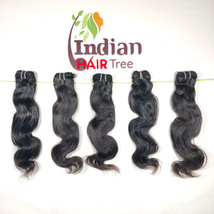 Extensions de cheveux humains naturels de haute qualité, prix de gros, mèches ondulées, non traitées, couleur noire brute, vierges, fabriquées en Inde - Product Image 5
