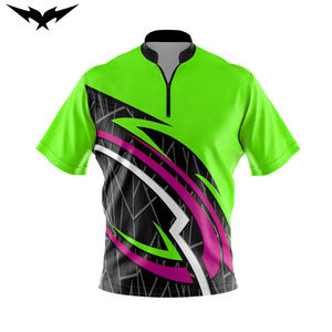 Jersey de Boliche Personalizado de Alta Calidad con Cierre, Mangas Cortas, Sublimado, Transpirable, Elástico, Ajustado y de Secado Rápido - Product Image 1