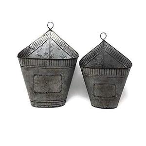 Jardinière murale circulaire en métal galvanisé pour intérieur et extérieur, pot suspendu pour herbes et fleurs, style ferme, fixation murale avec boucle en ficelle - Product Image 2