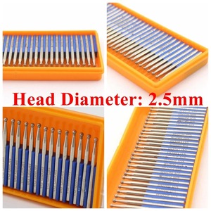 BAFA SURGICAL INSTRUMENTS Juego de 30 fresas de diamante manuales, cabezales de pulido de 1-3 mm, brocas recubiertas para tallado de bolas, vástago de 2.3 mm - Product Image 6