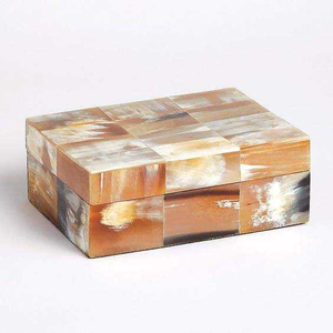 Handcrafted Natural Buffalo Horn Inlay Jewelry Storage <b>Box</b> Geometric Design <b>Trinket</b> <b>Box</b> by Perfect Enterprises - Product Image 2