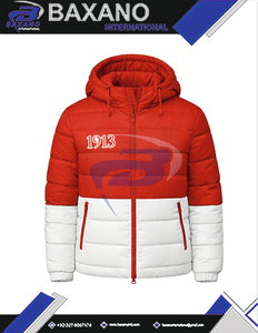 Delta | Sigma | Theta Sorority Red Down Puffer <b>Jacket</b> Coat Hooded for Winter <b>Zip</b>-<b>Up</b> High Quality Puffer <b>Jacket</b> with Custom Logo - Product Image 4