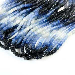 Shaded <b>Blue</b> Sapphire <b>Beads</b> Natural <b>Blue</b> Sapphire Faceted Rondelle <b>Beads</b> 4-6MM Sapphire Rondelle Gemstone <b>Beads</b> For Jewelry Bulk - Product Image 5