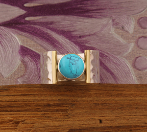 Natural Turquoise Classic Bezel Setting Band <b>Ring</b> <b>925</b> Sterling <b>Silver</b> Handmade Blue Gemstone Wedding Party Unisex Jewelry - Product Image 5