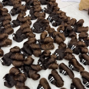 Perruques et extensions de tissage en cheveux humains vietnamiens vierges, super double drawn, brun châtain, boucles rebondissantes Funmi, double trame machine - Product Image 6