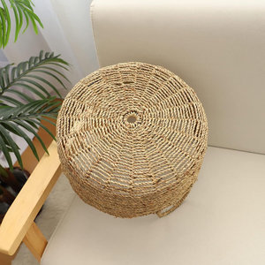 Panier de rangement rond en jonc de mer avec poignées Organisateur tissé - Product Image 4