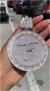 Colgante de Moissanita de Joyería Fina, Plata 925, Redondo, Circular, con Letra Personalizada, Medalla con Logotipo, Colgante de Moissanita Estilo Hiphop - Product Image 3