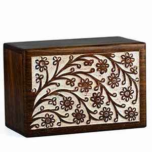 Hand Carved Wooden Cremation Urn Acacia Wood <b>Memorial</b> <b>Keepsake</b> <b>Box</b> Engraved Ashes Storage Case Adult Funeral Use - Product Image 3