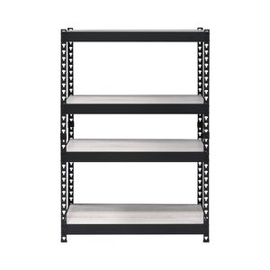 Libreria rettangolare a 4 ripiani, naturale e nera, con ripiani regolabili - Product Image 4