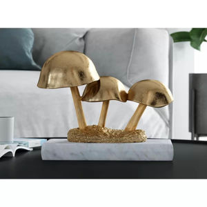 ประติมากรรมเห็ดทองบนฐานหินอ่อน ของตกแต่งบ้านสไตล์ฟาร์มเฮาส์ รูปปั้นโลหะสไตล์นอร์ดิก ของประดับตกแต่งโต๊ะ ของตกแต่งห้องนอน งานศิลปะหรือประติมากรรม - Product Image 3