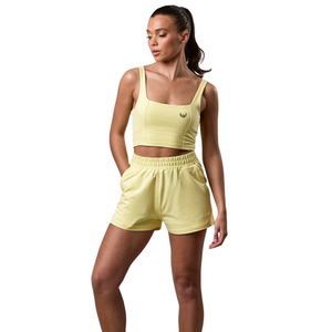 Débardeur Femme Jaune Pastel à Col Carré, Extensible et Ajusté, Sans Manches, pour l'Été, Tenue Décontractée et Sportive - Product Image 1