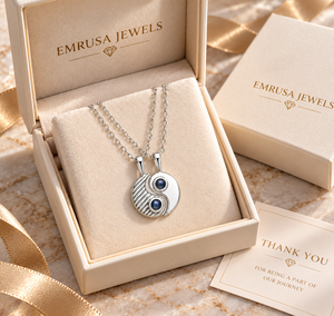Collier Yin Yang pour couple en argent sterling 925 – Ensemble de bijoux avec pendentifs doubles assortis - Product Image 5