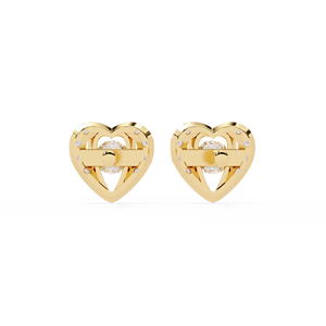 Pendientes de tuerca con diseño de corazón, corte brillante redondo, oro, color D, natural, certificado GIA, joyería romántica para mujer, para boda - Product Image 2