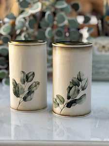 Pot de fleurs en métal vert olive côtelé avec poignées en cuir, pot de fleurs rustique pour la décoration de la maison - Product Image 4