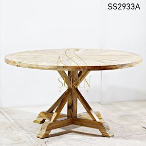 Mango Solid <b>Wood</b> Rounded Indian Commercial <b>Dining</b> <b>Table</b> for Hotel and Living Room Use - Product Image 1