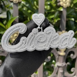 Iced Brilliant Cut Moissanite Letter Name Pendant Channel Setting 925 <b>Silver</b> Religious Christian Style Jewelry Custom Charms - Product Image 3