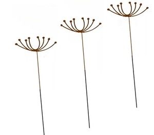 Piquet de jardin en métal finition antique en forme de tête de graine, ornement décoratif botanique pour extérieur et aménagement paysager - Product Image 2