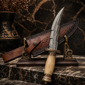 Cuchillo Bowie Recto de Acero Inoxidable D2 Hecho a Mano OEM con Punta Caída |   Cuchillo de Supervivencia Fijo de Grado Industrial de 14 Pulgadas con Mango de Madera para Exteriores - Product Image 1