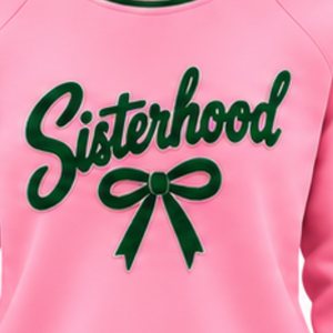 Pink Sisterhood Women Pullover <b>Sweatshirt</b> <b>Heart</b> Letter Graphic Knitted Rib Crew Neck Long Sleeve Casual Fashion Custom Ladies - Product Image 5