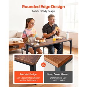 Juego de Mesas de Bar de 47 Pulgadas, 3 Piezas, Mesa de Bar y Silla con Diseño de Bordes Redondeados, Mesa de Pub Rectangular y Dos Taburetes, Juego de Muebles - Product Image 6