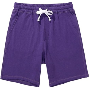 Shorts en coton uni pour homme, taille élastique avec cordon de serrage, décontractés, respirants, tissés, taille mi-haute - Product Image 5
