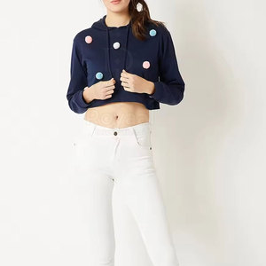 Latest Style Solid Color Women <b>Crop</b> <b>Top</b> <b>Hoodies</b> Wholesale Customized Best Selling Premium Quality Women <b>Crop</b> <b>Top</b> <b>Hoodies</b> - Product Image 2