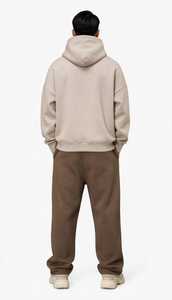Ensemble de survêtement à capuche pour homme ONETEN APPAREL, beige marron, coton, décontracté, pantalon long à cordon de serrage, coupe ample, automne - Product Image 5