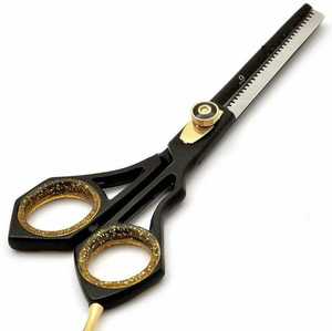 Ciseaux de coiffure professionnels noirs enduits pour la coupe et l'effilage des cheveux, rasoir de barbier de sécurité, peigne de coiffure, ensemble de ciseaux standard - Product Image 3