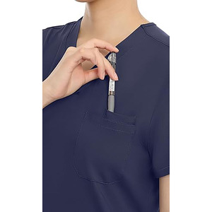 Blouse médicale pour femme à col en V, uniforme d'hôpital tissé avec poches poitrine et détection d'aiguilles, thermocollage sans couture - Product Image 4