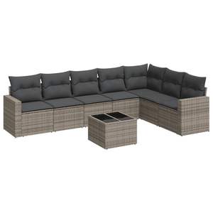 Conjunto de Sofás Modulares Grandes de Ratán PE Gris para Jardín, Muebles de Patio con Diseño Elegante - Product Image 2