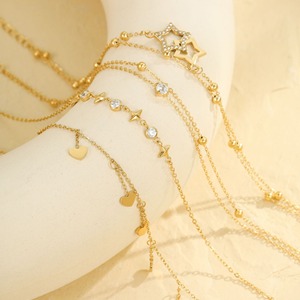 Beach Style Zircon Heart Charm <b>Anklet</b> 18K PVD Gold Plated Stainless Steel <b>Anklet</b> - Product Image 3