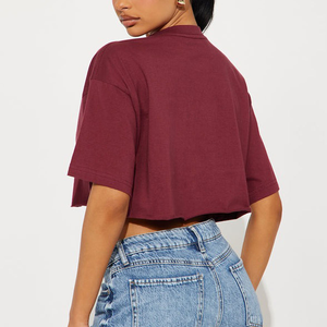 Women's Lightweight Breathable Summer <b>Crop</b> <b>Top</b> Sporty Round Neck Short Sleeve Shirt Fashionable Heavyweight <b>Top</b> - Product Image 6