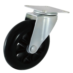 Grands roulettes pour meubles avec roue noire et support métallique, type pivotant - Product Image 1
