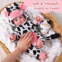Poupée Reborn réaliste Babeside Winter de 17 pouces avec costume de vache rose, mini jouet en tissu doux, vente en gros d'usine pour nouveau-nés