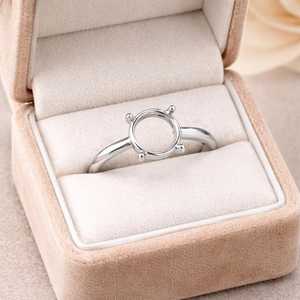 Base de monture de bague semi-montée en argent sterling 925, ronde de 10 mm, à griffes, faite à la main, nouvelle base de bijoux vierge, pour monture de bague personnalisée - Product Image 3