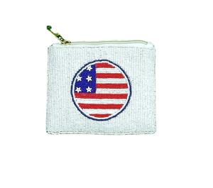 <b>Cuteness</b> Handcraft Embroidery USA Flag Circular Design Beaded Small <b>Wallet</b> Bag Stylish Trendy Beautiful By Hiba Enterprises - Product Image 1